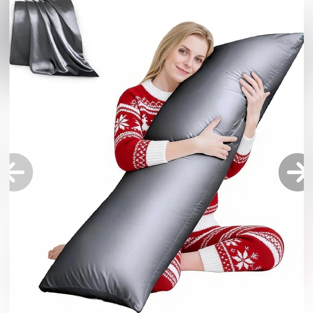 NIB Satin Gray Body Pillowcase 20x54